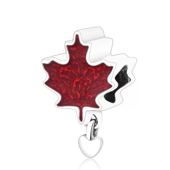 925 Sterling Silver Maple Leaf Canada Charm - Picture 1 of 5